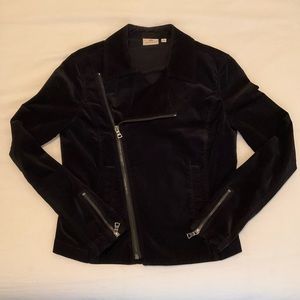 Ag Adriano Goldschmied Black Velvet Asymmetrical Zip Blazer